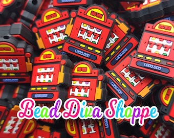 Set of 2 - 32mm x 24mm - slot machine - focal  beads - diy jewelry making - beaded pens - keychains - bracelets