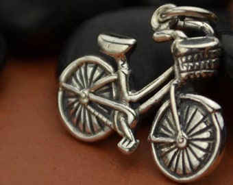 35% Off NO Coupons Needed, Sterling Silver Bicycle Charm, Hobby Charm, Exercise Charm, Sports Charm