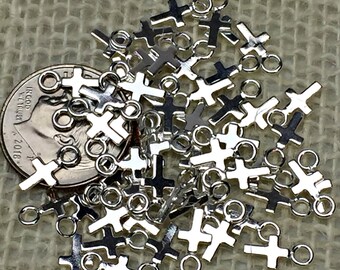Tiny Sterling Silver Ichthys Cross Charm for Bracelet or Pendant 925 1g R-330