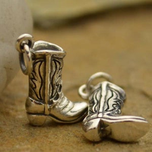 Sterling Silver Cowboy Boot Charm, Cowgirl Boot Charm, Boot Charm, Western Charms