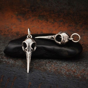 Sterling Silver Hummingbird Skull Charm - 26mm, Add a Chain, Skull Charm, Skull Jewelry, Hummingbird Charm