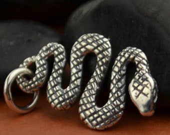 Sterling Silver Snake Charm, A787, Pet Charms, Animal Charms