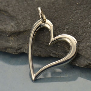 Sterling Silver Open Heart Charm, Heart Charms, Sterling Silver Open Heart Charm