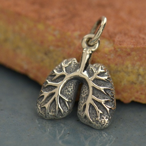 35% Off NO Coupons Needed, Sterling Silver Lungs Charm, a1466, DIY Jewelry, Anatomical Charm, Pulmonary Charm, Respiratory Charm