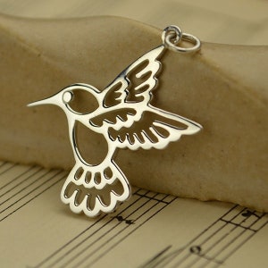 Large Sterling Silver Hummingbird Charmm, A1285, Bird Charm, Sterling Bird Charms, Hummingbird Jewelry