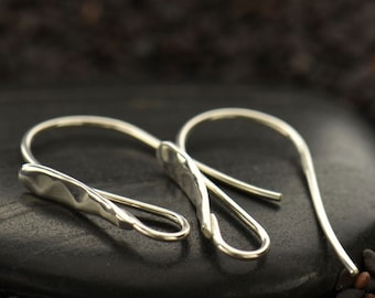 35% Off NO Coupons Needed, Sterling Silver Earring Findings, T2913, Hammered Teardrop Front Ear Wires, Earrings,