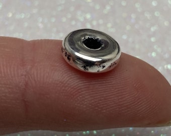 Cuenta de arandela griega de Mykono de 8 mm, plata fina, cuentas únicas