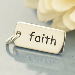 Faith Word Charm, Rectangle Word Charm, Faith Tag, A358, Faith Jewelry