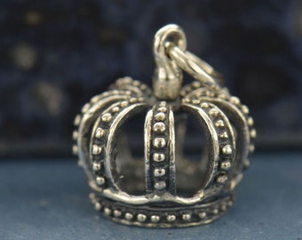 35% Off NO Coupons Needed, Crown Charm, Sterling Silver Crown Charm, 3D Crown Charm, Crown Jewelry