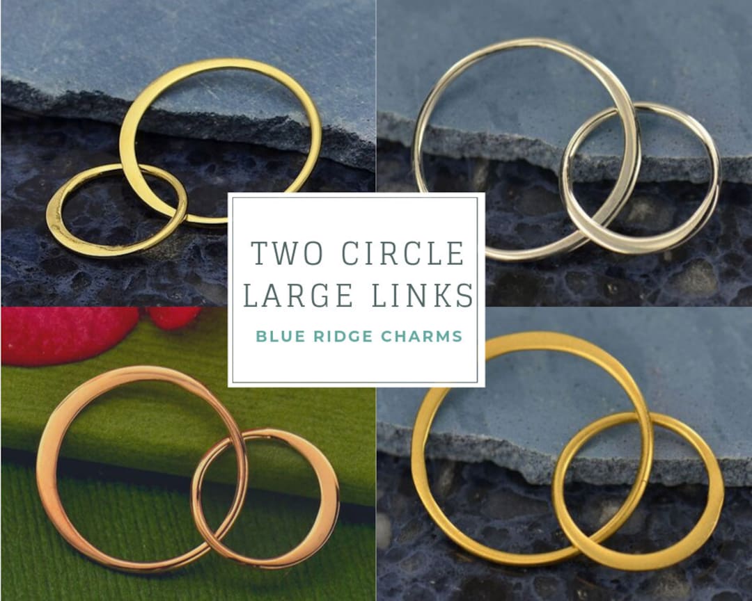 Two Ridges Link Large Two Circle Links, Sterling Silver Two Circle Link, Gold Plated ...