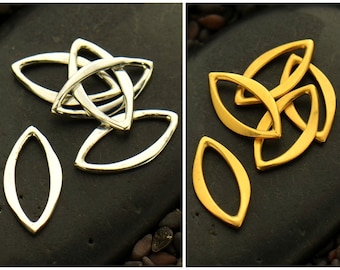 Sterling Silver Hammered Marquis Link 11mm, Gold Plated Marquis Link 11mm, Teeny Tiny Marquis Link