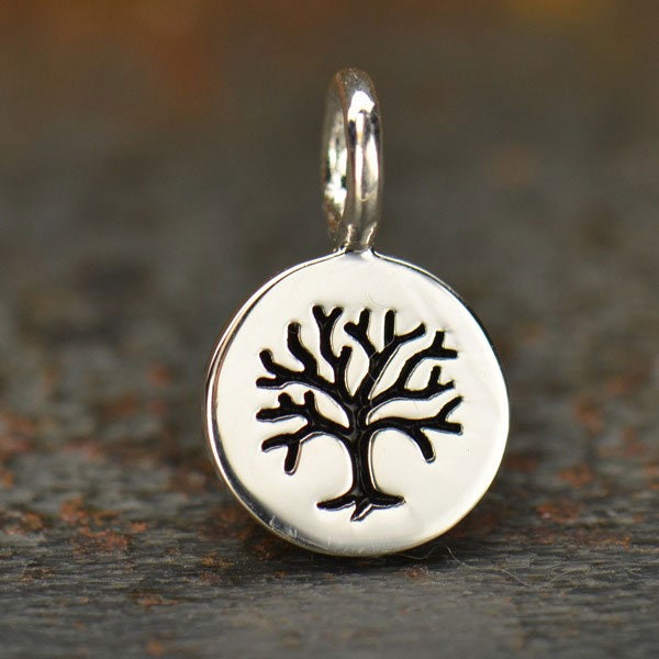 Etched Tree Charm, A1148, Sterling Silver Etched Tree Charm,  Tree of Life Charms, Gold Plated Tree Charm, Bronze Tree Charm