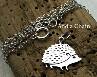 Sterling Silver Hedgehog Charm - 16mm, A6191, Add a Chain, Wildlife Charms, Animal Charms