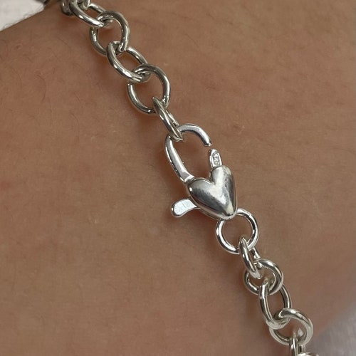 Sterling Silver Charm Bracelet Silver Heart Charm Bracelet Etsy