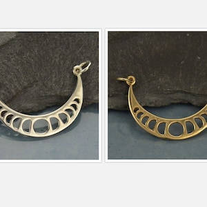 Sterling Silver Moon Phases Link, Moon Phases Pendant, Phases of the Moon Link, Moon Phases Link