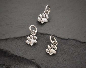 Sterling Silver Tiny Puffy Paw Charm, Pet Charms, Dog Paw Charm, Cat Paw Charm