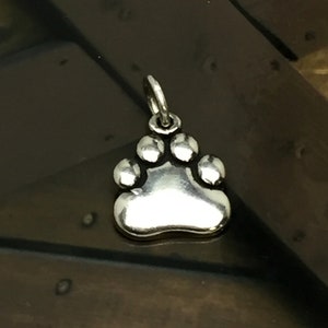 Oxidized Paw Print Charm, 925 Sterling Silver, Pet Charms, Dog Paw Charm, Cat Paw Charm