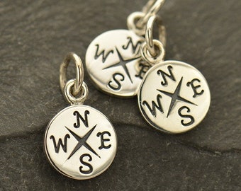 Sterling Silver Compass Charm, Nautilus Charm, Nautical Charm, Graduation Gift