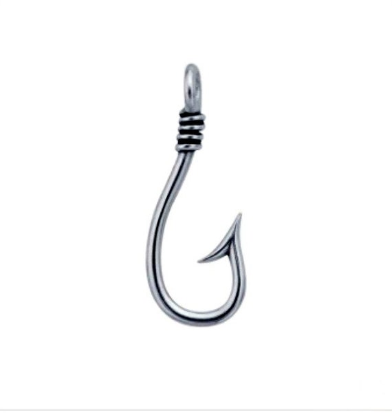 Sterling Silver Fish Hook Pendant, Large Fish Hook Pendant, Barbed Fish  Hook Pendant, Fishhook Charm, Fish Hook Jewelry 