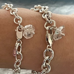 35% Off NO Coupons Needed, Sterling Silver Charm Bracelet with Herkimer Diamond, Two Sizes, Sterling Silver Chain Bracelet, Chain