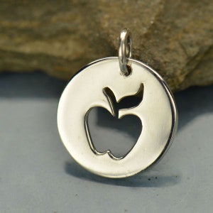 Sterling Silver Apple Charm, A697, Apple Jewelry, Food Charms, Vegetable Charm