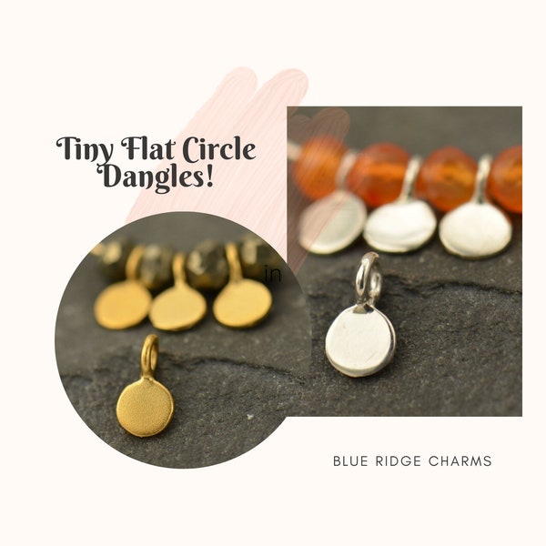 35% Off NO Coupons Needed, Sterling Silver Tiny Flat Circle Dangles, Gold Plated Tiny Flat Circle Dangles, Jewelry Supplies, Dangle Charms