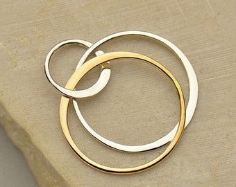 Three Circles Mixed Metal Links - Round Circle Links, Connector Links, Mixed Metal Jewelry, Connector Links, Bronze and Silver Links