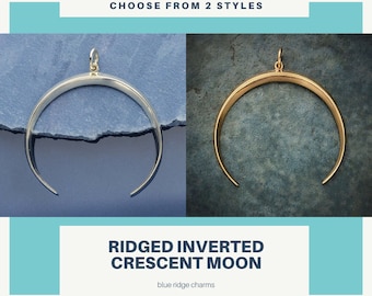 Grand pendentif martelé croissant de lune - Argent sterling, grand pendentif martelé croissant de lune - Bronze naturel, bijoux célestes