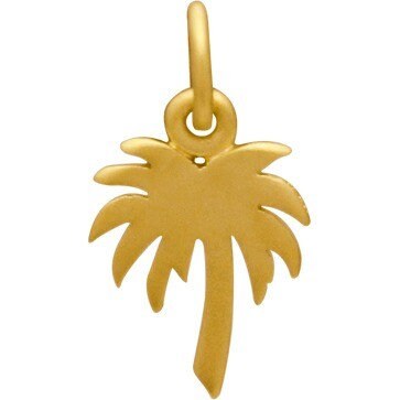 Sterling Silver Palm Tree Charm 24k Gold Plated Palm Tree - Etsy