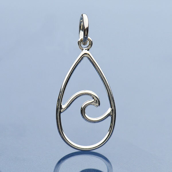 35% Off NO Coupons Needed, Sterling Silver Wire Wave Charm, Nautical Jewelry, Wave Jewelry, Beach Jewelry, Teardrop Wire Wave Charm, A3238