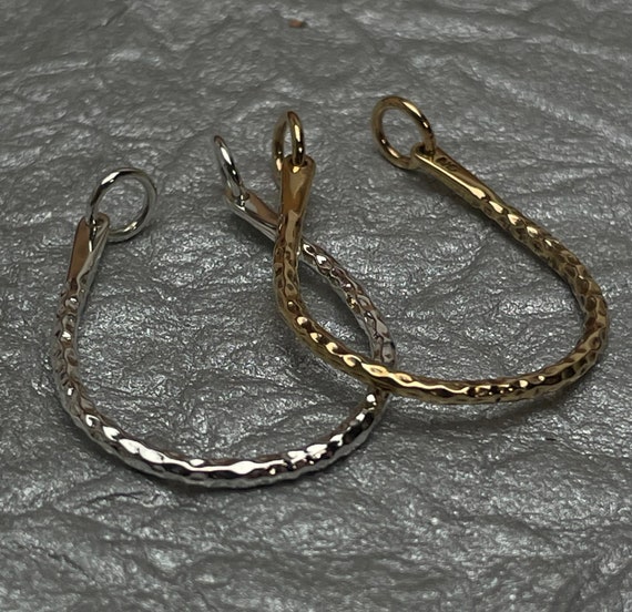 Hammered U-Shaped Pendant or Link, U Shape Charm Holder, Sterling Silver, Natural Bronze