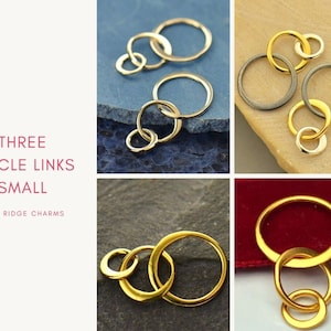 Three Circle Links,  Small, Sterling Silver, High Quality, Three Circle Links, Jewelry Links, Circle of Life Jewelry Links
