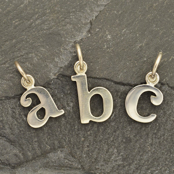 35% Off NO Coupons Needed, A -Z Sterling Silver Typewriter Letter Initial Charms 16mm, A -Z, Initial Font Charms, Lowercase Letter Charms