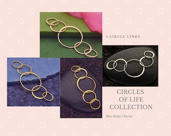 35% Off NO Coupons Needed, Five Circle Links, Sterling Silver Hammered Marquis Link 32mm, Gold Plated Marquis Link 32mm, Large Marquis Link