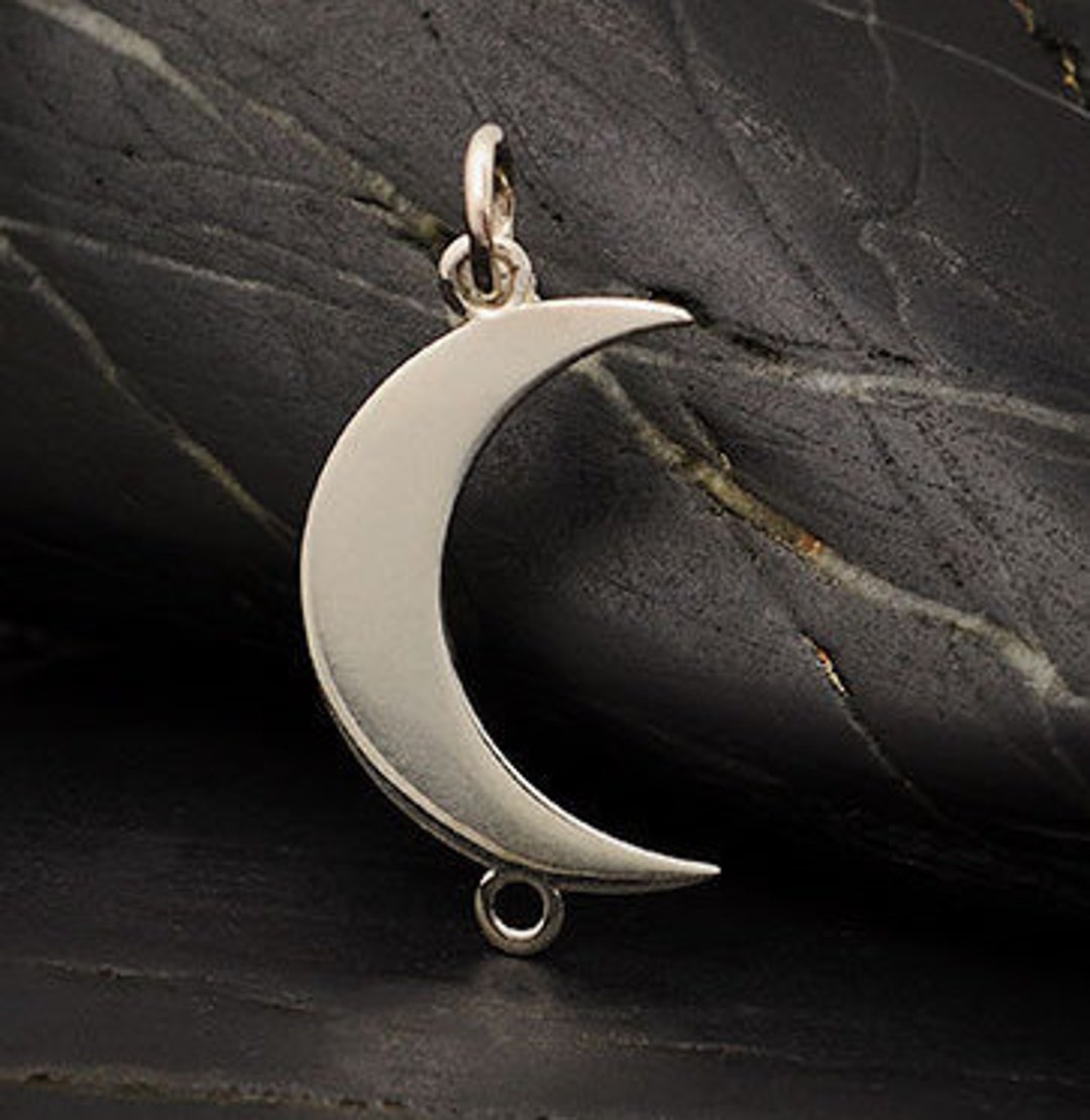 その他 crescent moon Sterling Silver Vertical Crescent Moon Link, A4176 - Etsy Israel