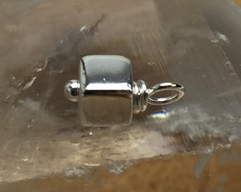 Sterling Silver Cube Charms, Hand Wrapped Cube Charms, 5mm Cubes,