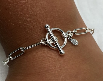 Long Cable Chain Bracelet, Sterling Silver Chain Bracelet, Paperclip Chain, Best Seller