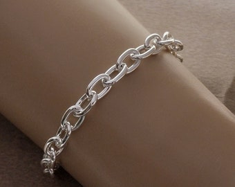 Silver Finish Charm Bracelet, Silver Chain Bracelet