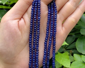 Cuentas facetadas redondas de cuarzo azul zafiro natural de 4 mm