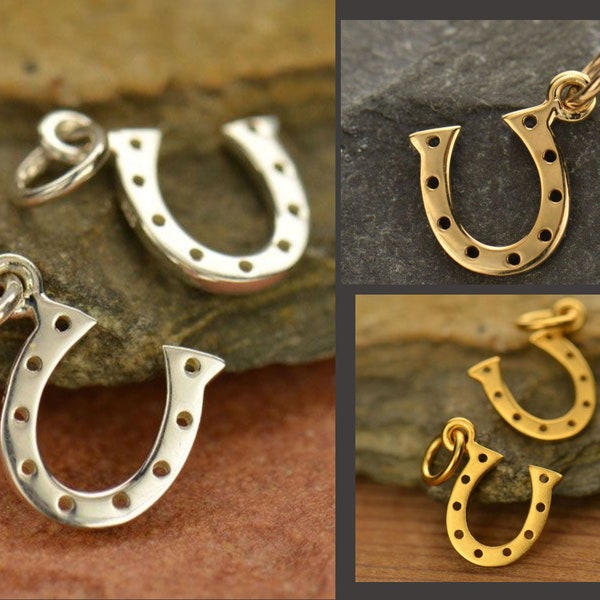 35% Off NO Coupons Needed, Horseshoe Charm, Sterling Silver, Natural Bronze, Gold Plated, Item A582, Horseshoe Jewelry