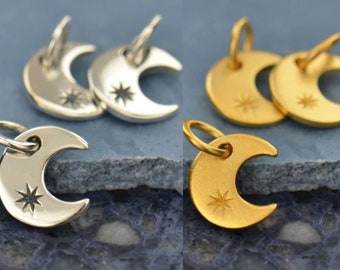 Antique Silver Moon Pendant Moon Earring ESK-63 Antique Silver Moon Charms Moon Necklace Pendant Moon Charm Moon Jewelry 2Pcs