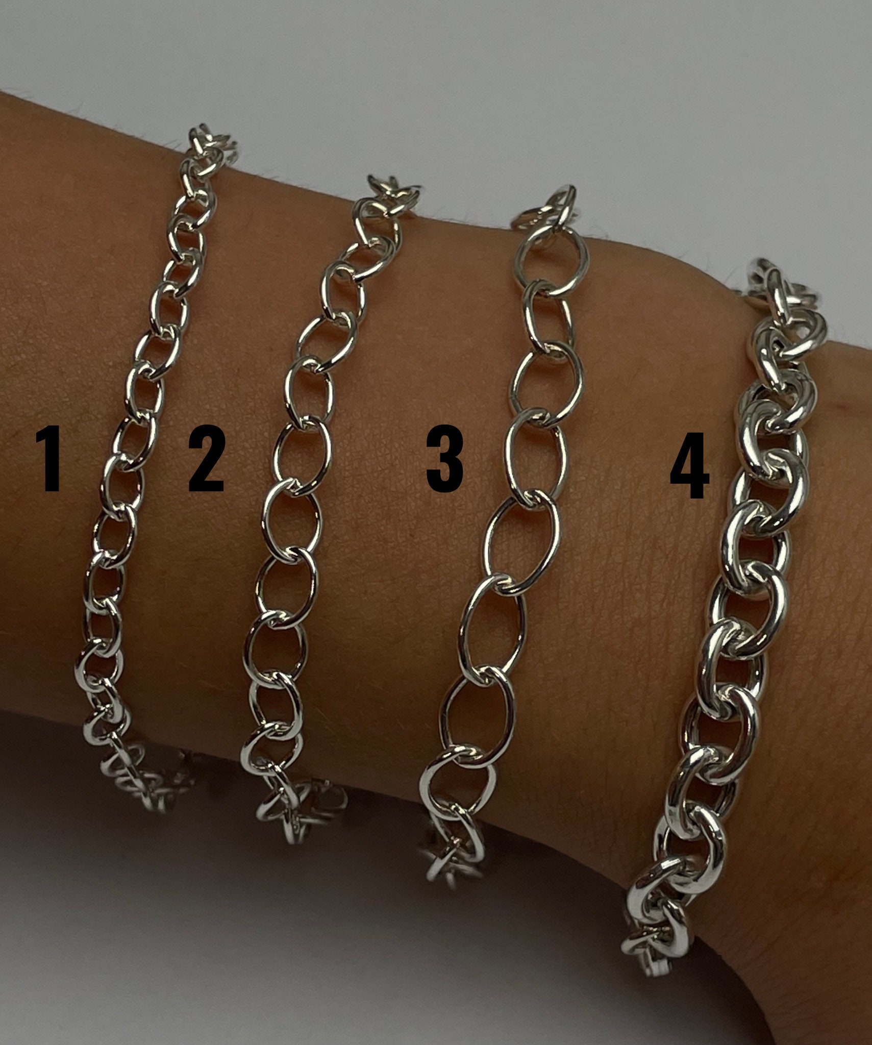 SALE, Sterling Silver Charm Bracelets, Four Styles to Choose from, Sterling Silver Chain Bracelet, Chain, Best Seller