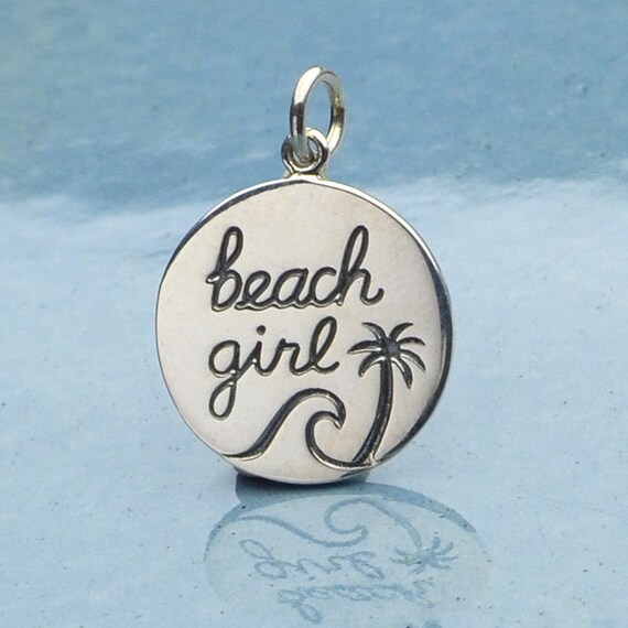 Sterling Silver Beach Girl Charm Charm 21mm Nautical Etsy