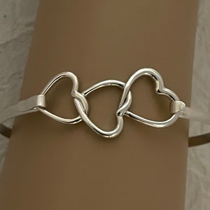 925 Silver Women's Bracelet with Triple Heart Beads on Chain
