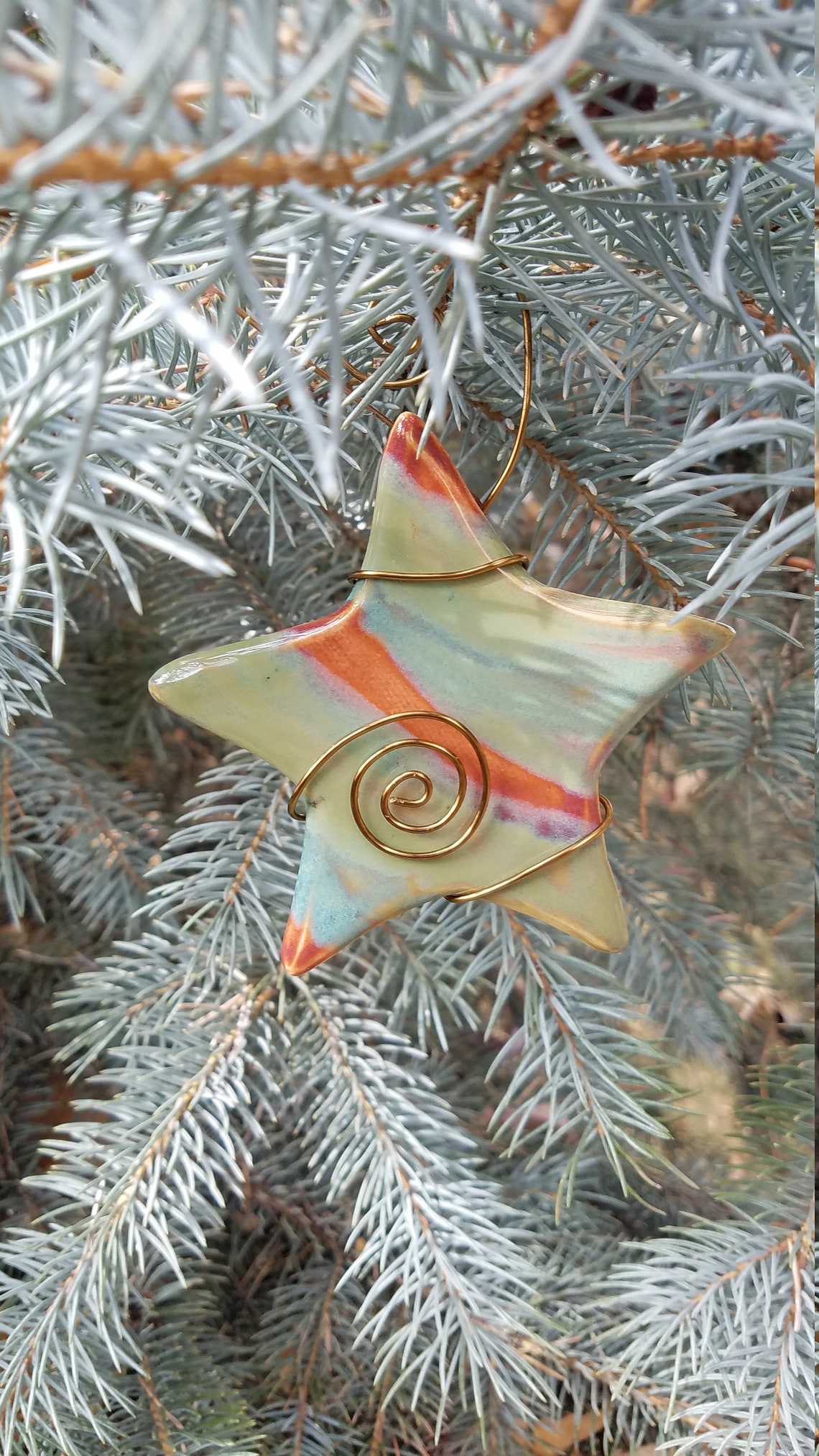 Ceramic Wirewrapped Star Ornament Etsy