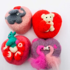 Felted soaps with heart shape Valentine romantic handmade unique gift