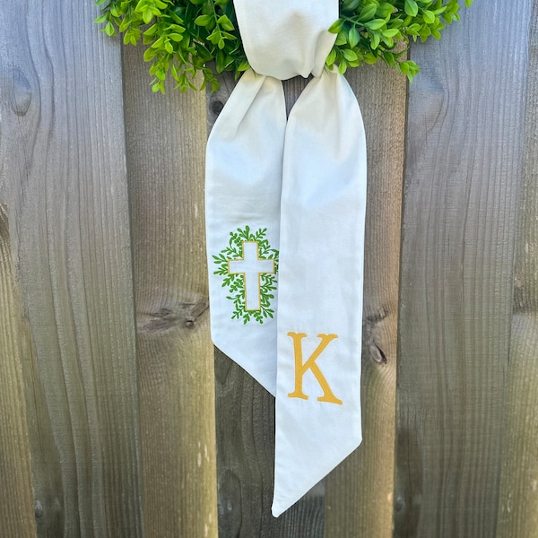 WREATH SASH Easter Cross custom personalized