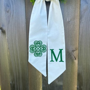 WREATH SASH St Patrick's Day Shamrock Knot custom personalized