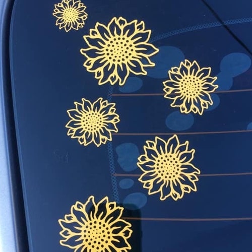Half Sunflower Window Decals Car Decals Wall Decal Vinyl Decal Etsy