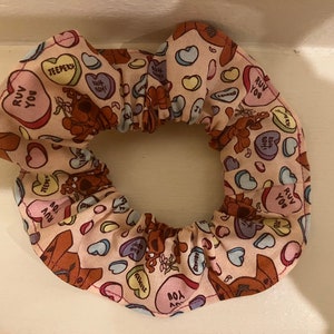 Cartoon Dog with Candy Hearts Scrunchie